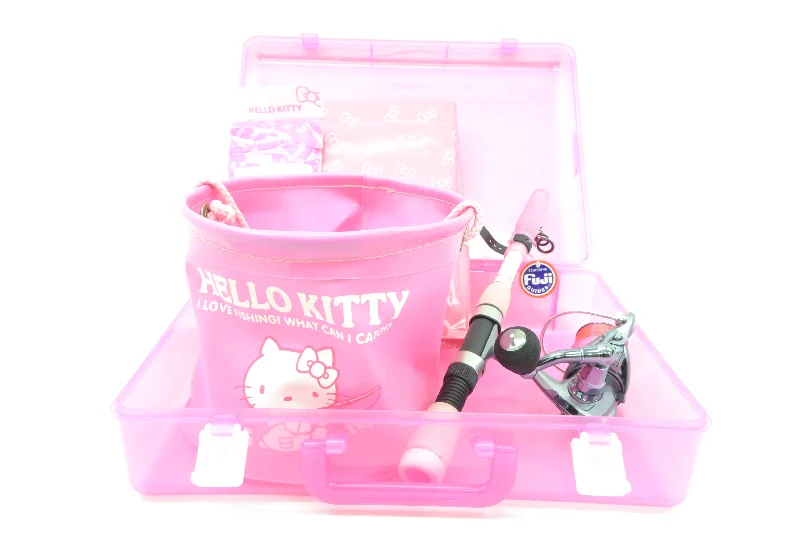 HELLO KITTY COMPACT SET 170 spinning rod reel line bucket rig