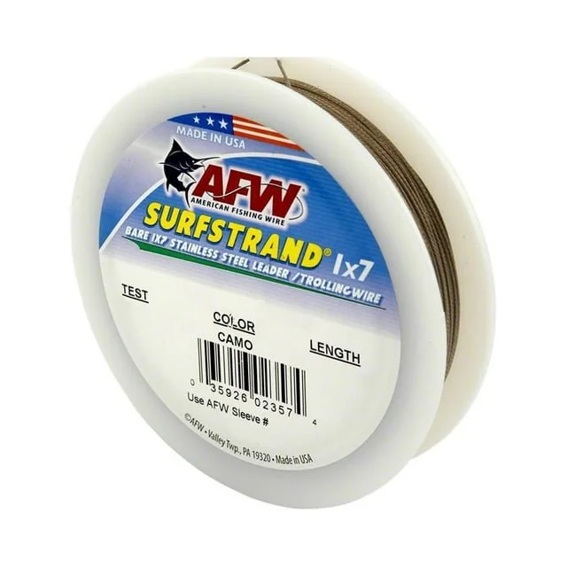 AFW Surfstrand Stainless Steel Leader/Trolling Wire 1 X 7 Camo