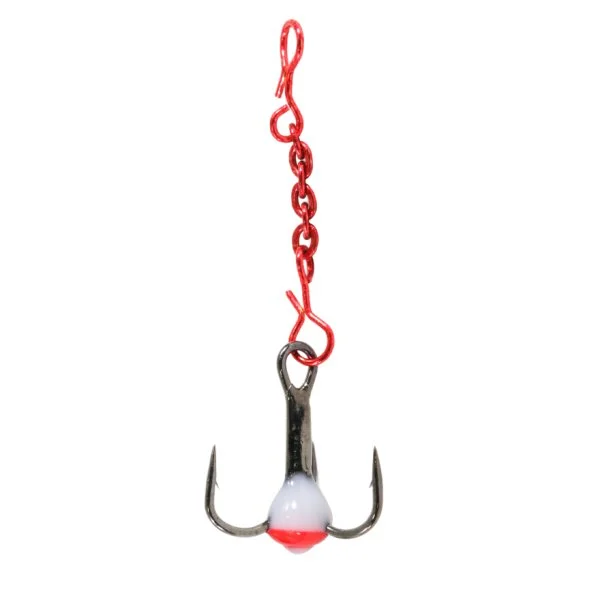 Clam Gaff Epoxy Chain Treble Hooks Sz 10 Red Chain, White/Red/White Qty 3