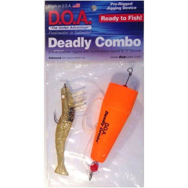 DOA DEADLY COMBO POPPER CLACKER W/ 3" SHRIMP  Gold Glitter Qty1