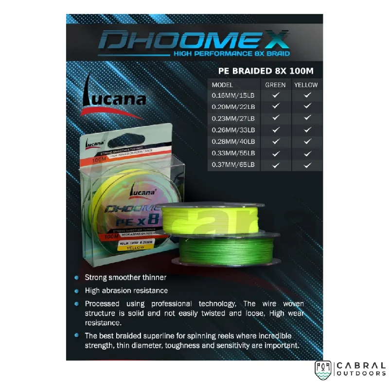 Lucana Dhoomex PE X 8 100M Braided Line