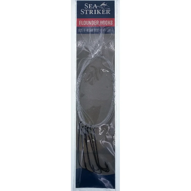 Sea Striker Flounder Snelled Hooks 12" Size 9 60Lb Test Qty 6